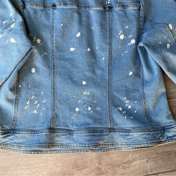 Royal Bones Paint Splatter Stretch Trucker Denim Jean  Jacket - Picture 14 of 15